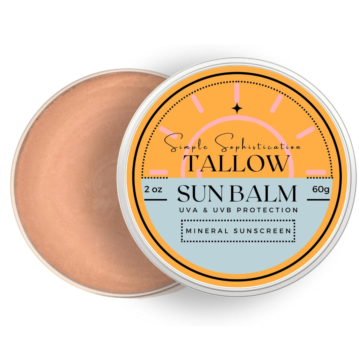 Simple Sophistication baume solaire au suif pour le visage, nourrissant et non comédogène.