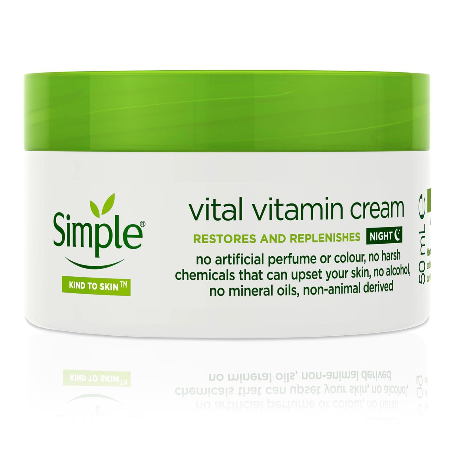 Texture crèmeuse de la Crème Nuit Simple Vital Vitamin prête à pénétrer.
