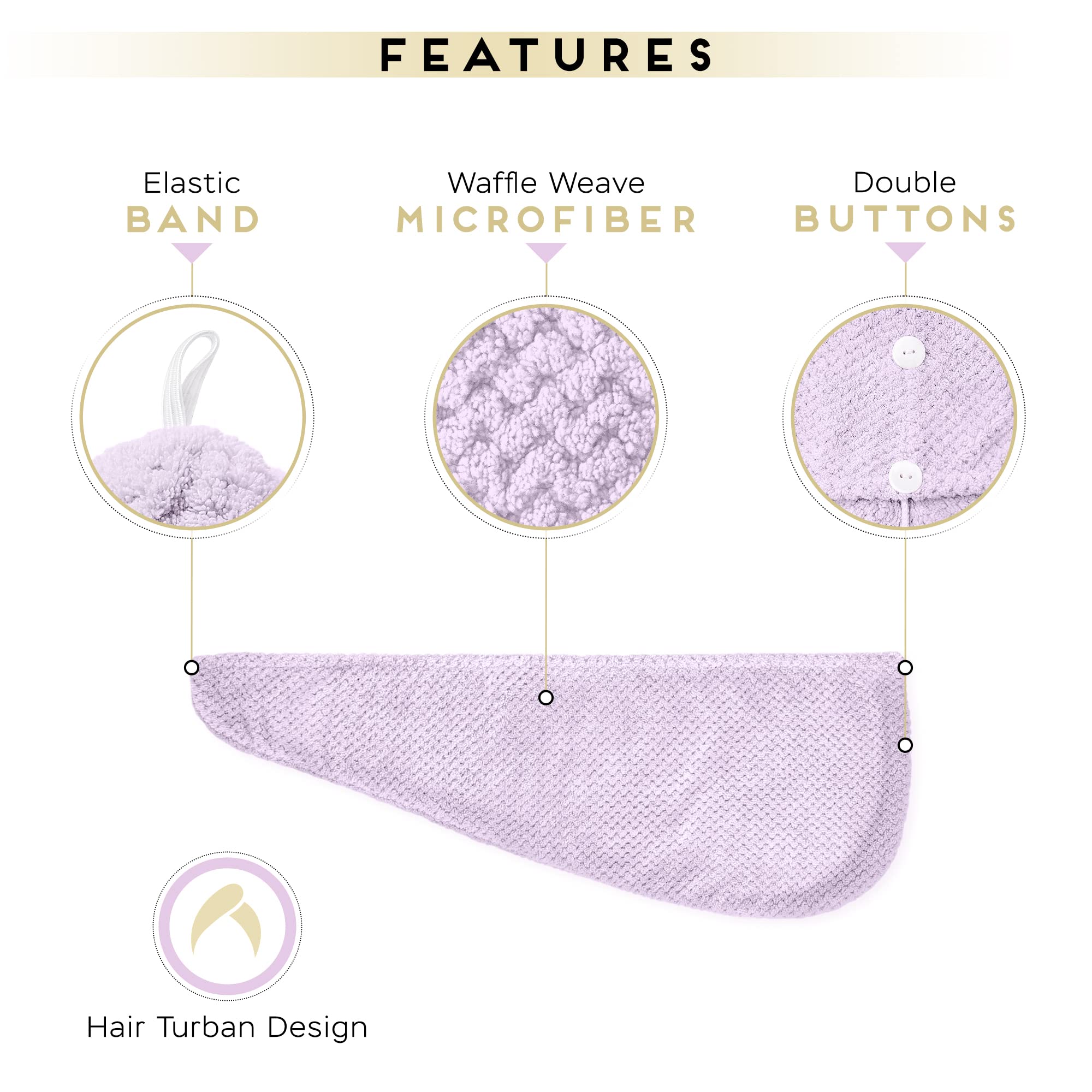 Turban SimpleField à double bouton et bande elastique ajustable.