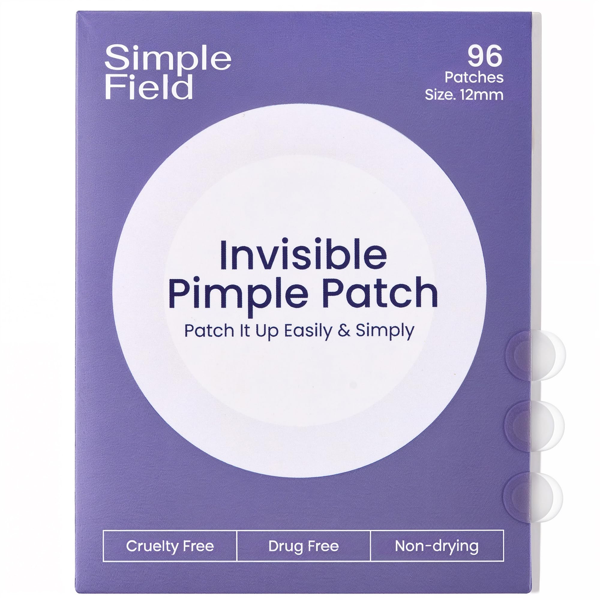 Patch hydrocolloïde invisible SimpleField pour boutons visage 12 mm.
