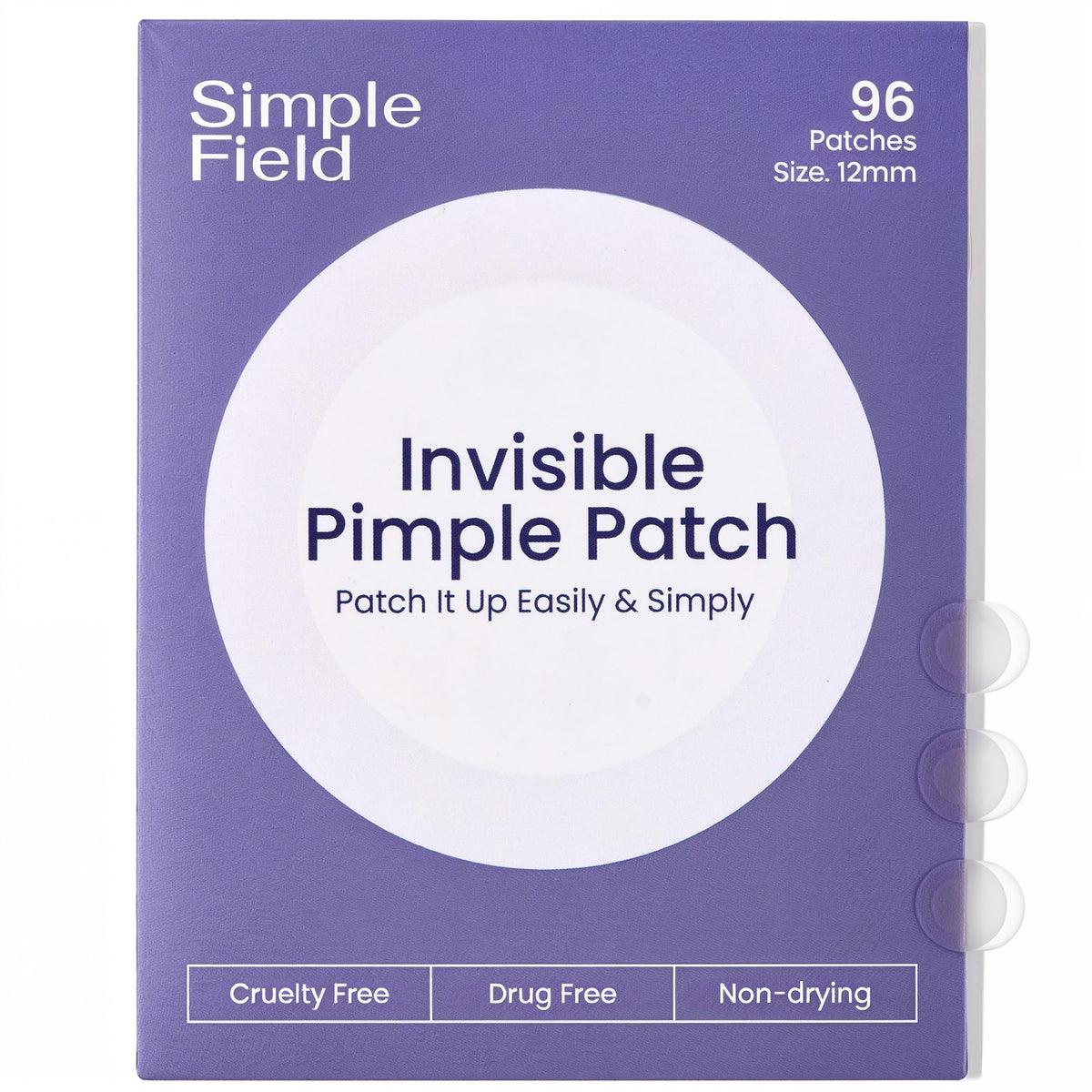 Patch hydrocolloïde invisible SimpleField pour boutons visage 12 mm.