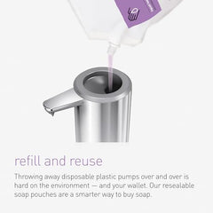 Formule biodégradable et hypoallergénique Simplehuman respectant la peau.