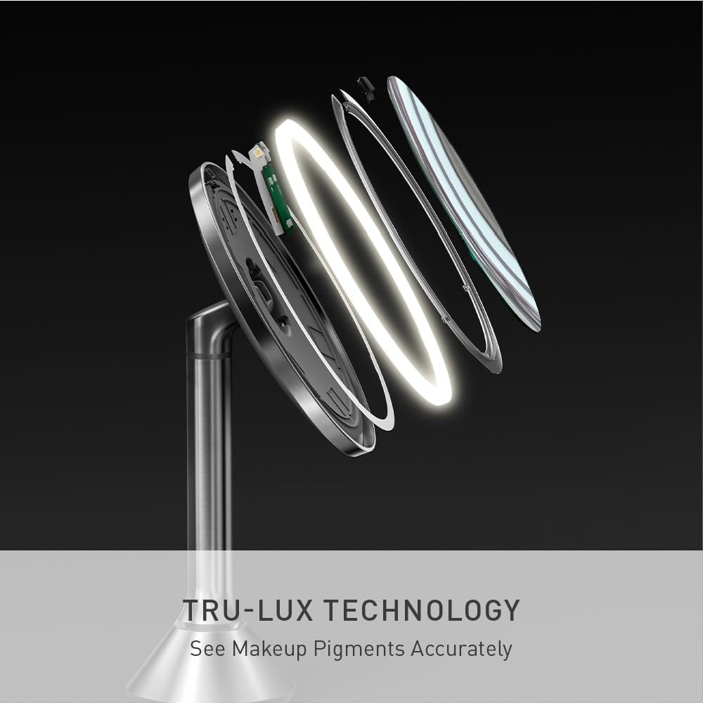 Miroir simplehuman 10x, grossissement parfait pour les détails des yeux.