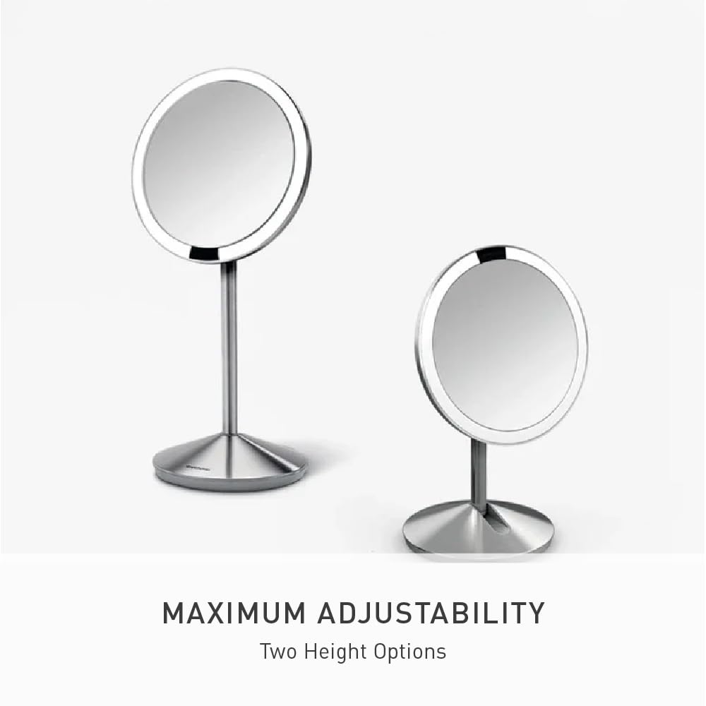 Miroir rechargeable USB simplehuman, autonomie longue et recharge rapide.