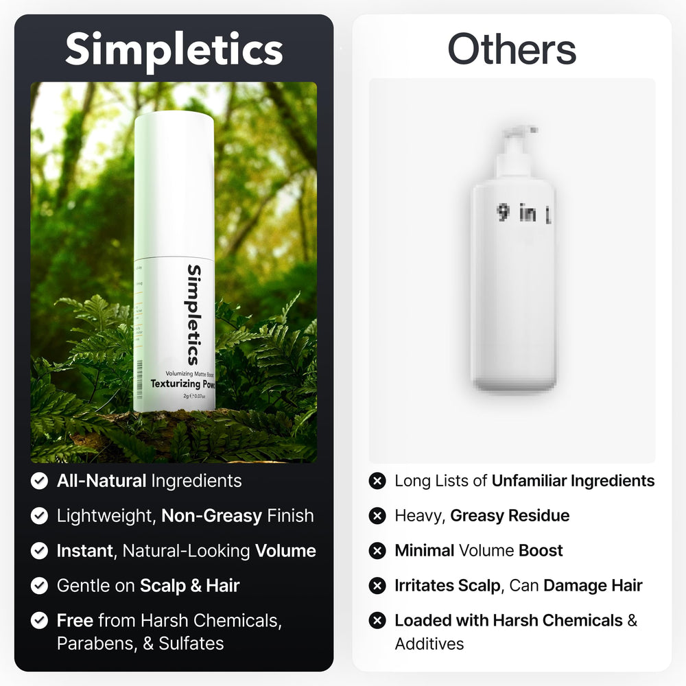 Finition mate naturelle grâce à Simpletics poudre texturisante.