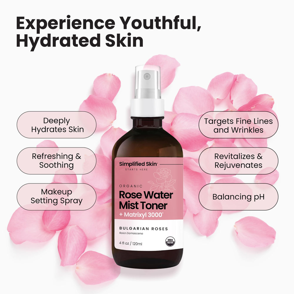 Eau de rose avec aloe vera hydratation intense et peau repulpée.