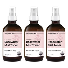 Brume Simplified Skin Rosewater – bouteille prête à l’emploi pour hydrater visage et cheveux.