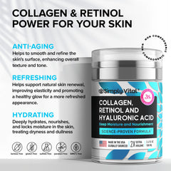 Application soir avec SimplyVital crème visage pour nourrir et renouveler pendant le sommeil.