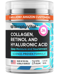 SimplyVital crème visage retinol-collagène-hyaluronique en bocal pour hydratation durable.