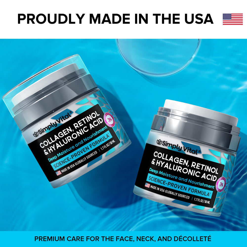 SimplyVital emballage fabriqué aux Etats-Unis, garantissant qualité.