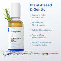 Singrace serum bouteille-roll-on compacte: utilisation rapide sans rinçage.