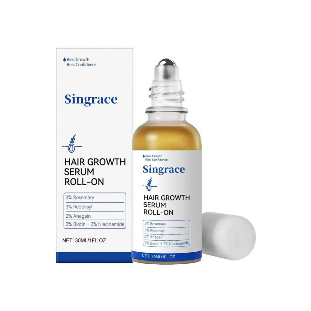 Singrace serum croissance-cheveux roll-on: volume visuel accru.