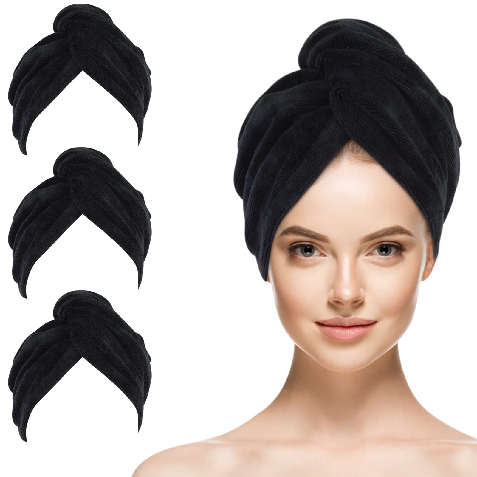 SINLAND turbant microfibre grand pour un seche-cheveux rapide et doux des cheveux.