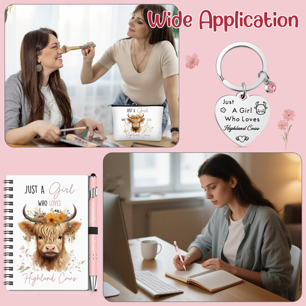 Sinmoe ensemble cadeau Highland cow rose, cadeau polyvalent pour femmes et amateurs.
