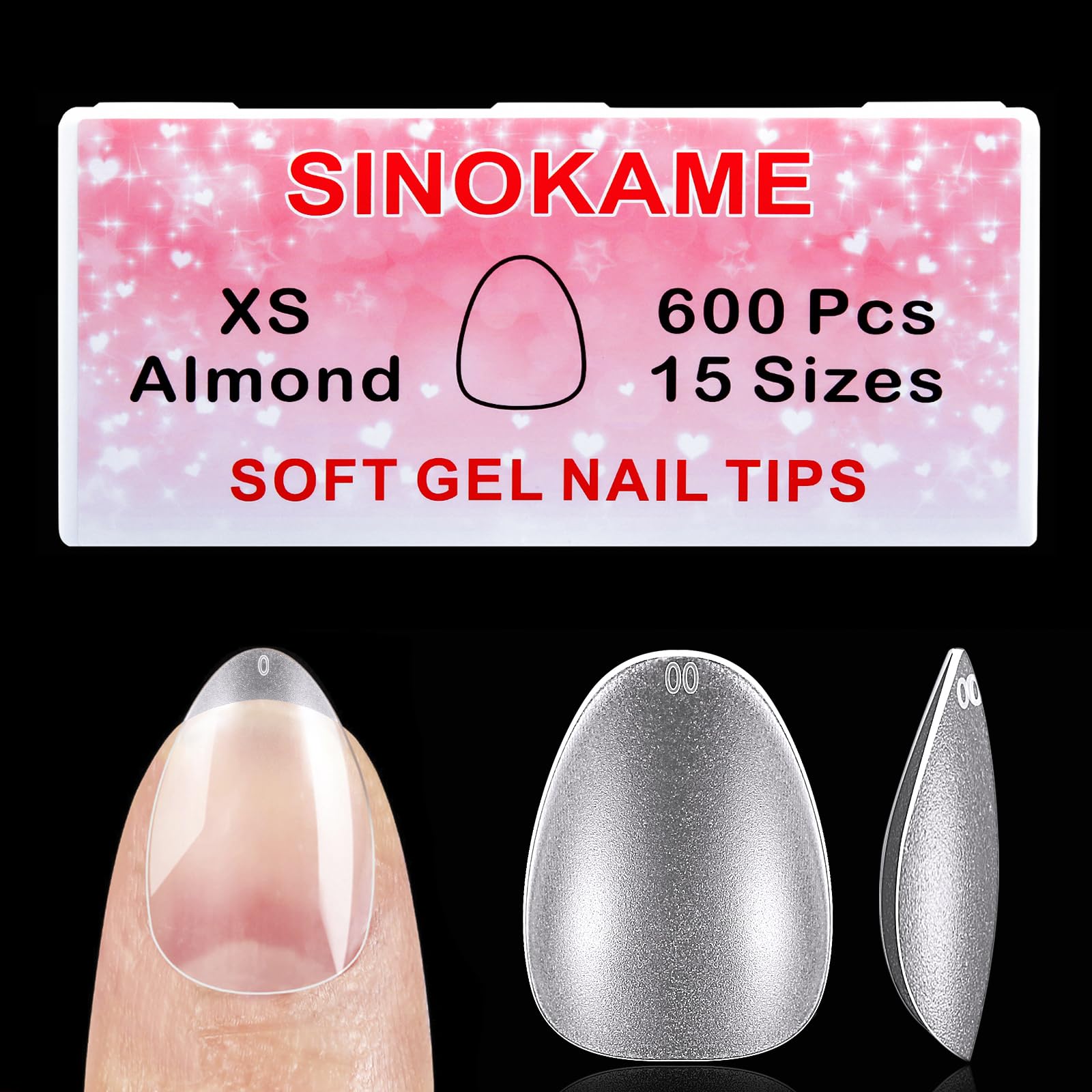 SINOKAME onglets gel amande extra court en boîte, extension durable.