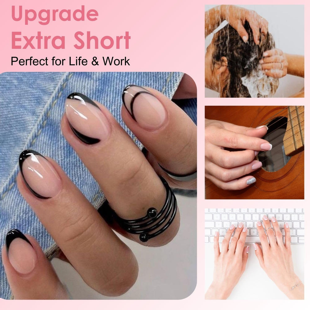 Ongles gel amande extra court, rendu naturel et durable avec SINOKAME.