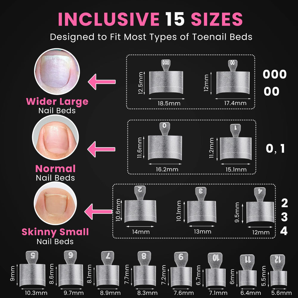 SINOKAME: 15 tailles (000-12), ajustement précis pour lits d'ongles variés.