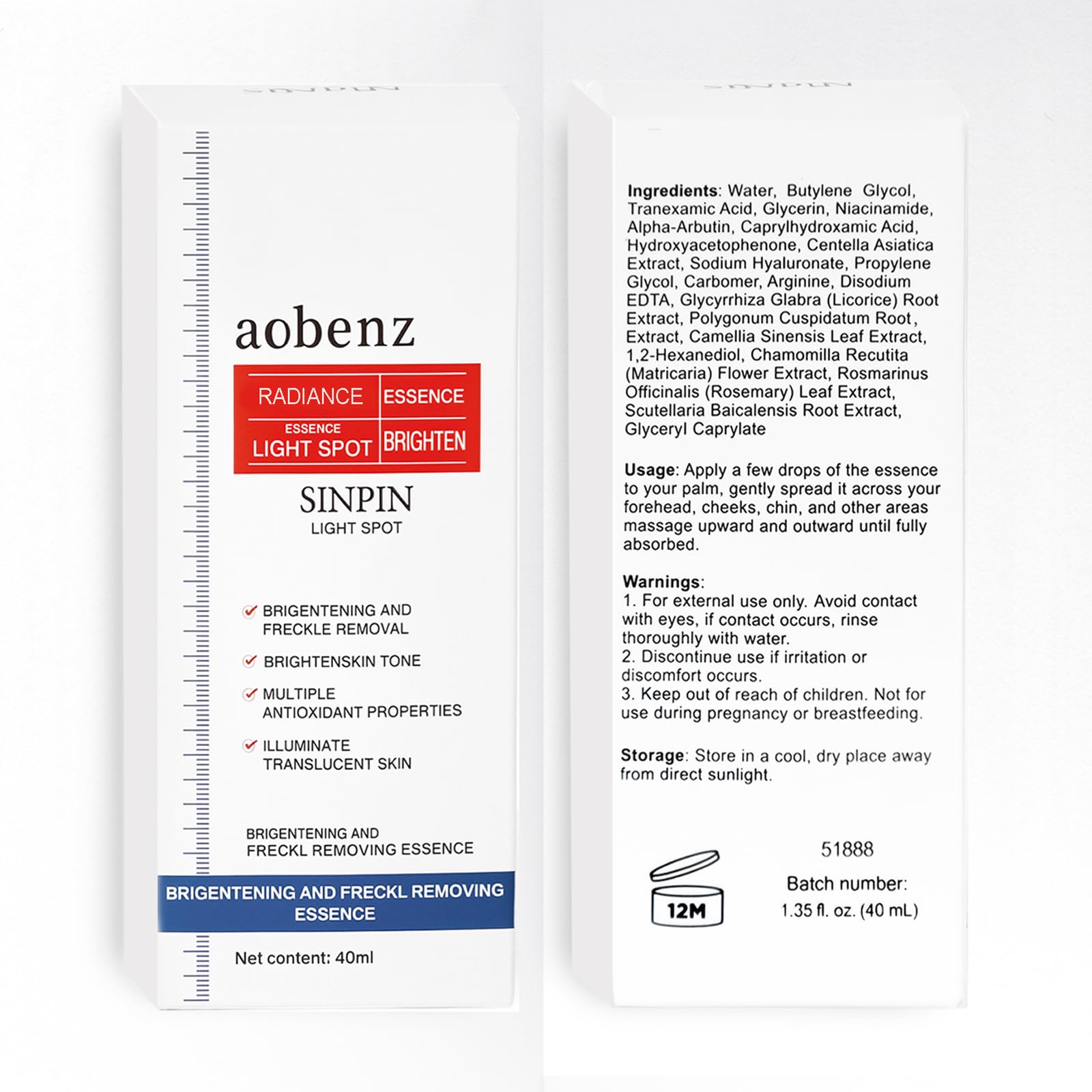 SINPIN aobenz: routine quotidienne douce pour atténuer les taches et pigmentations superficielles.