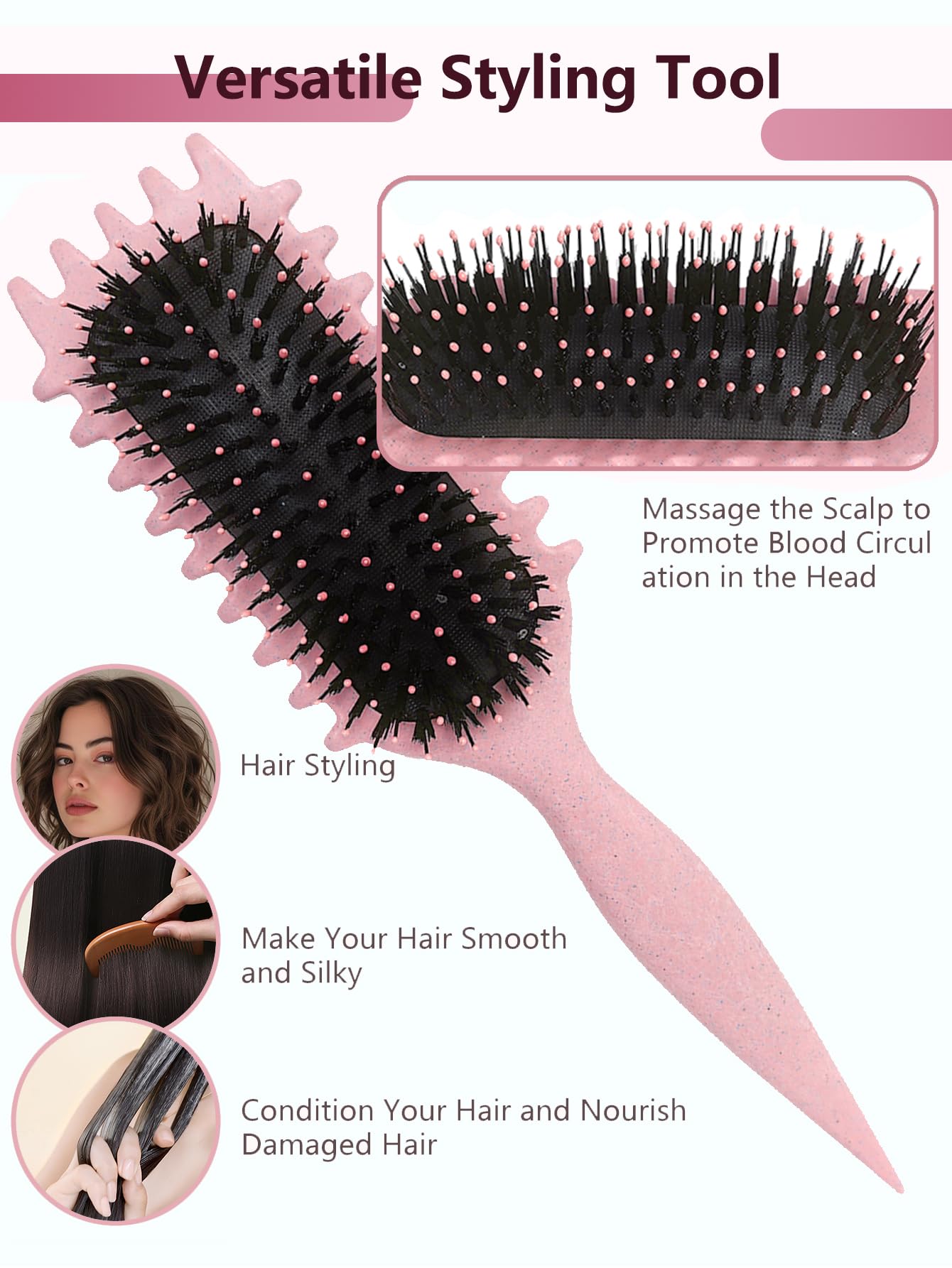 Brosse Sintario douce sur cuir chevelu, brins glissent sans tirer