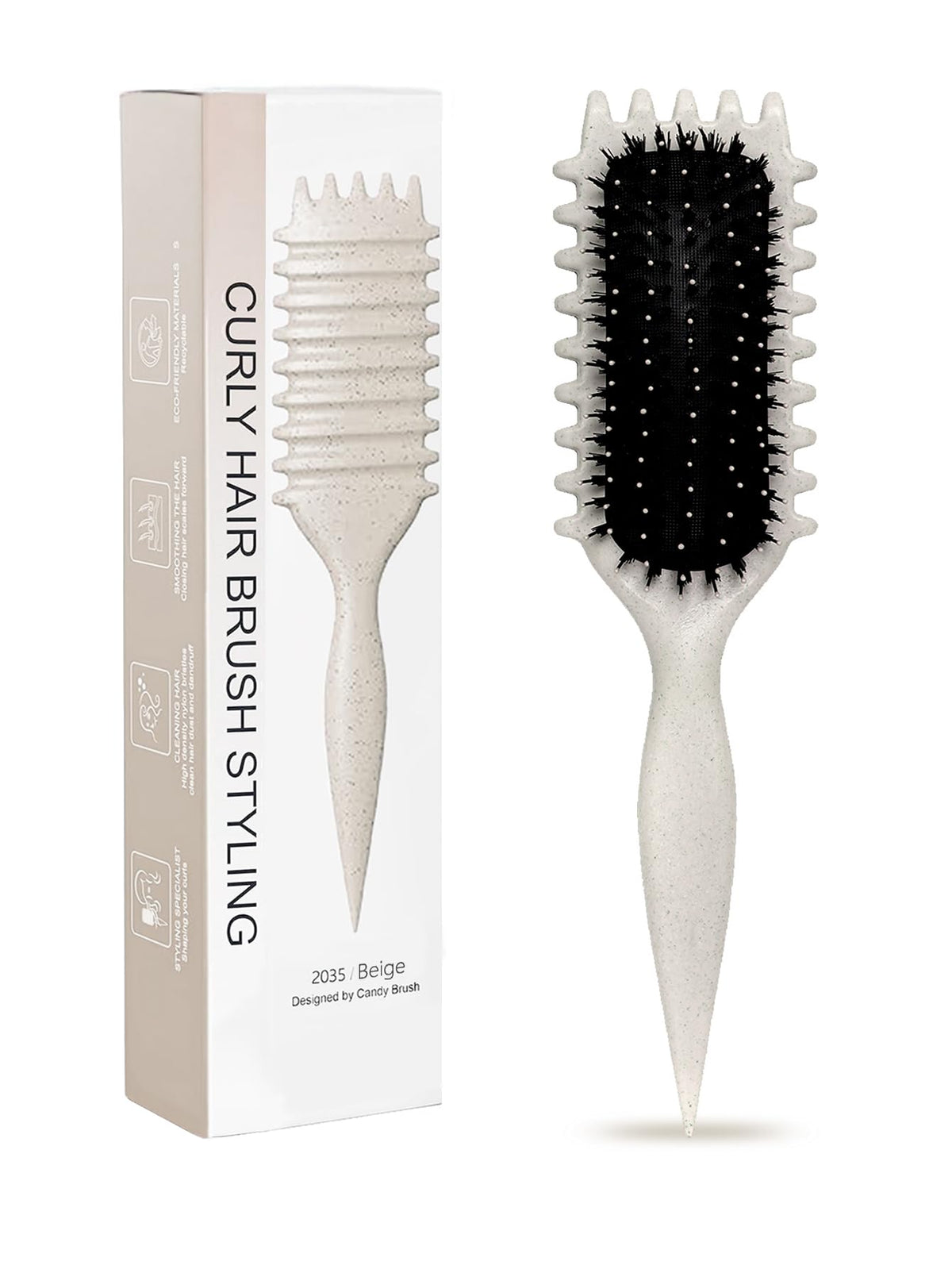 Brosse Sintario définit les boucles avec douceur pour cheveux bouclés.