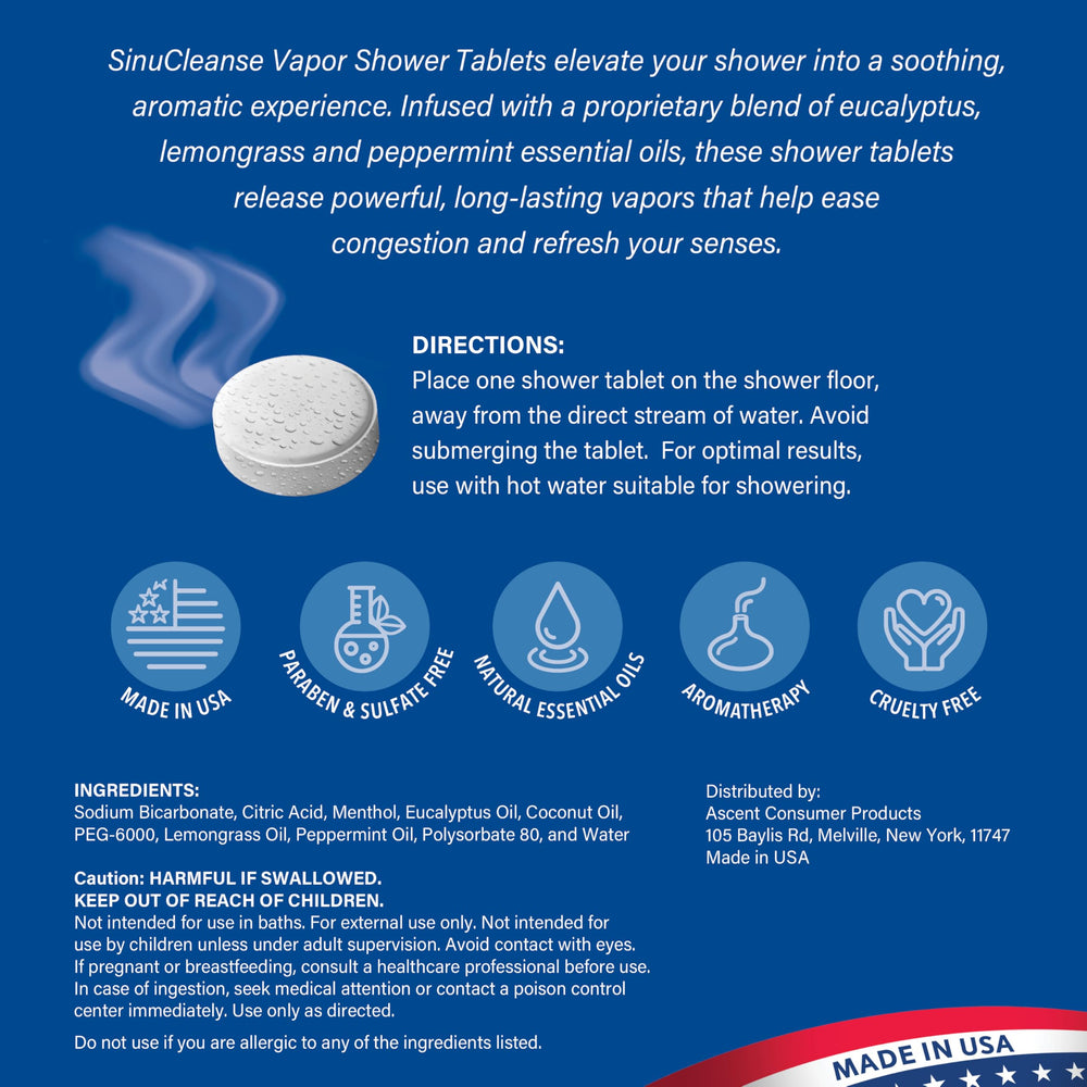 SinuCleanse long-lasting vapors extend your shower aromatherapy session