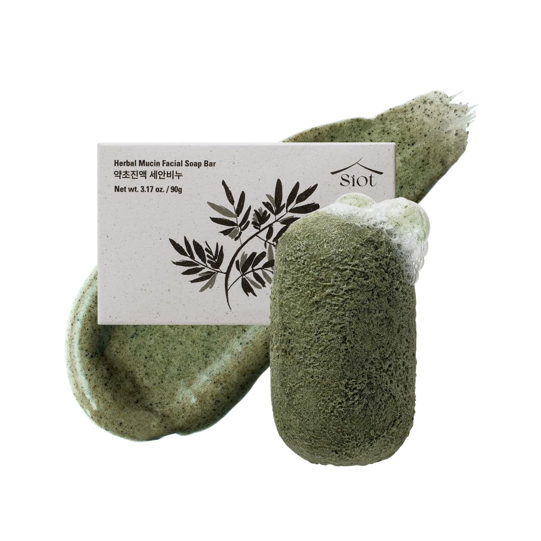 Emballage du savon SIOT Mucin Herbal, prêt pour un rituel naturel.