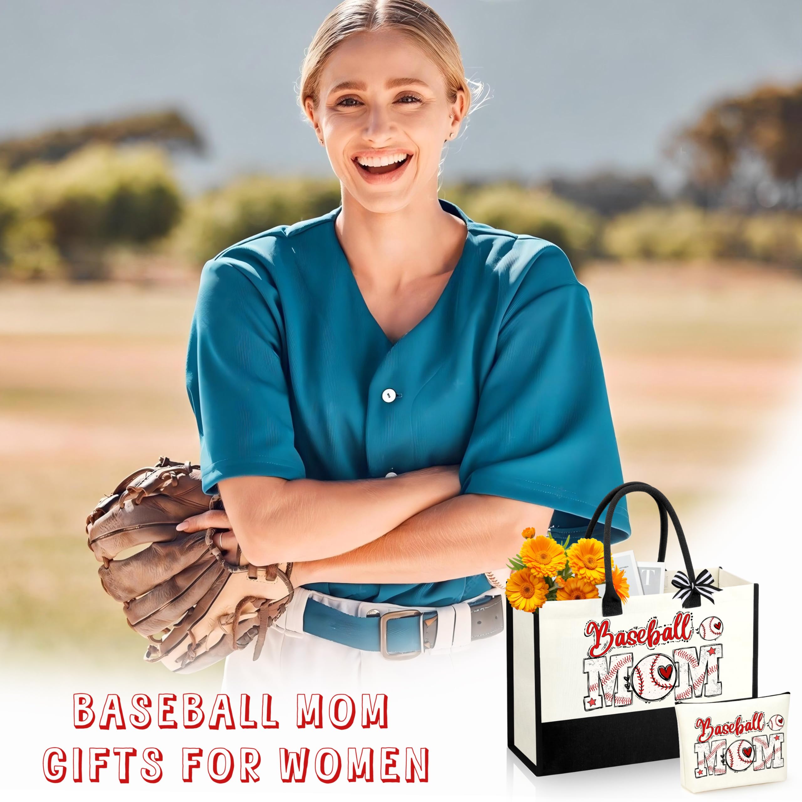 Trousse maquillage SiplyHaven Baseball Mom, extérieur coloré, garde les produits en ordre.