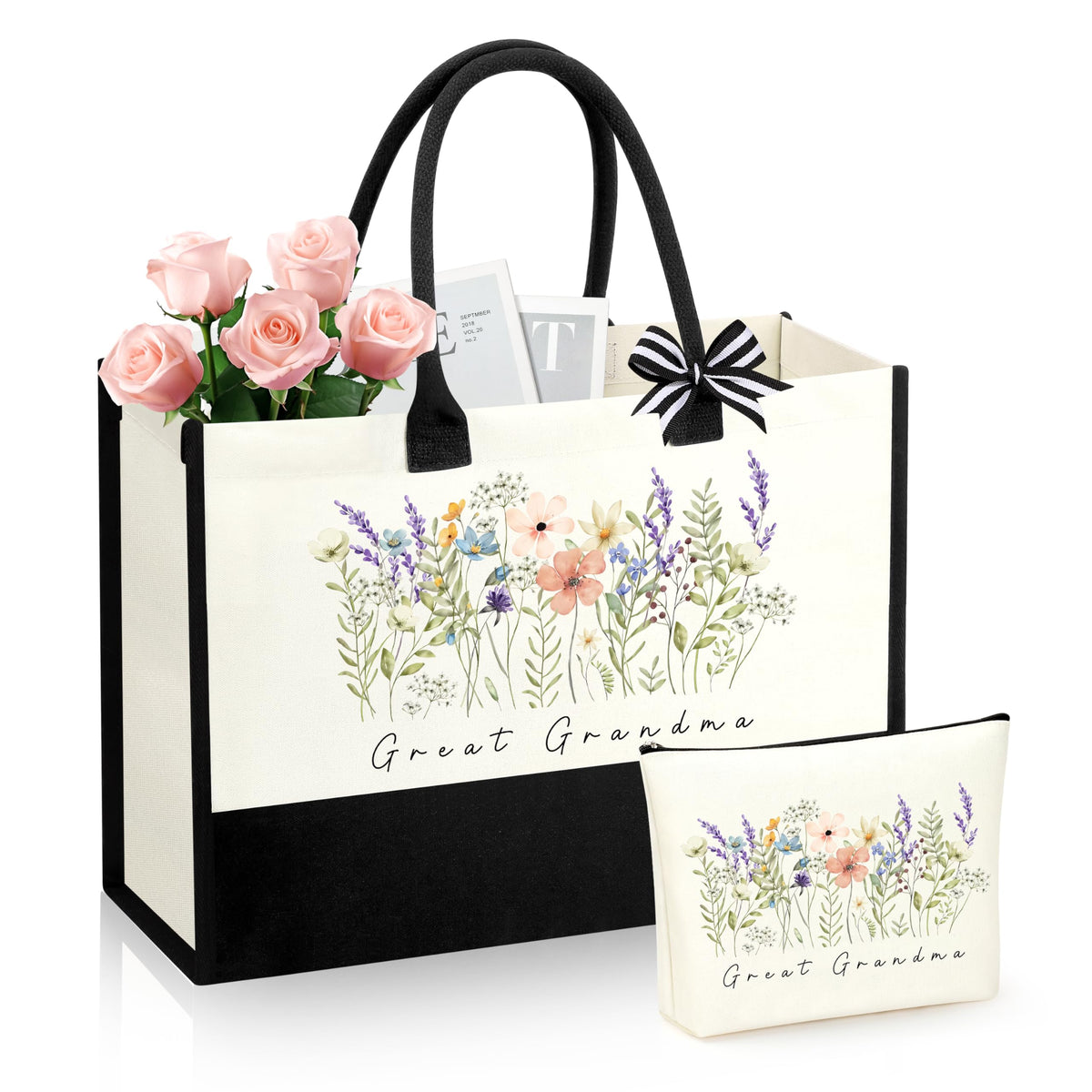 SiplyHaven cabas fleuri Grande Mamie — grand espace pour les courses quotidiennes.