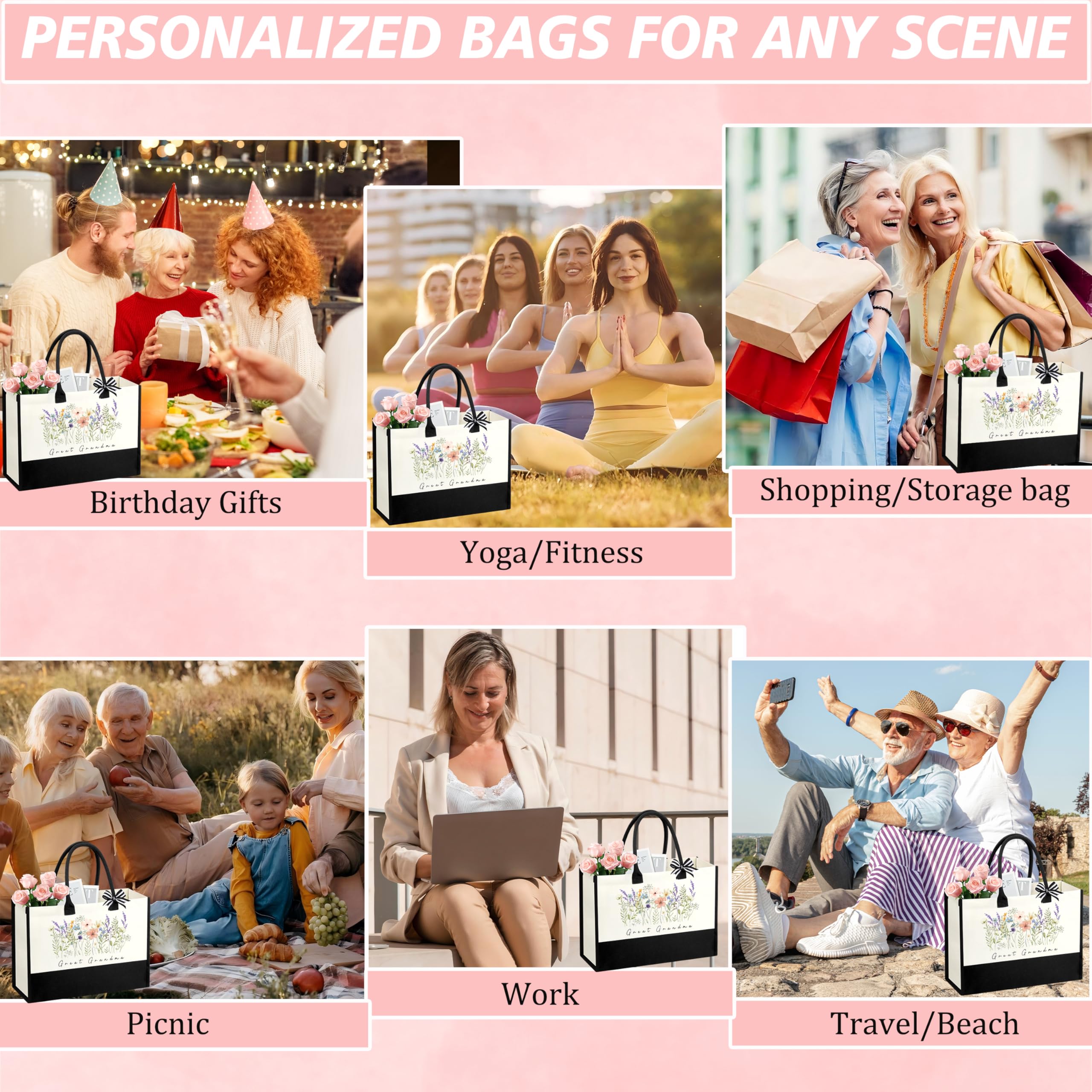 SiplyHaven grande capacité sac cabas — rangement généreux pour essentiels et cadeaux.