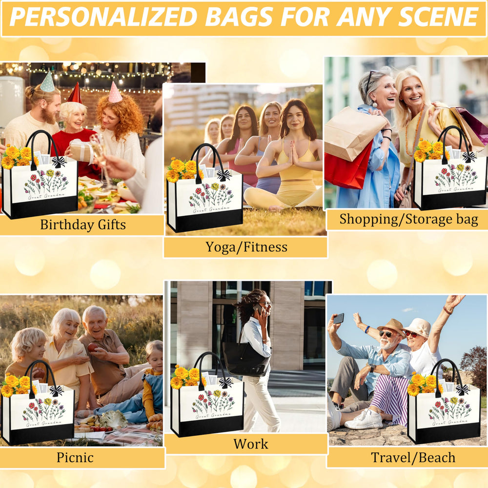 Utilisation quotidienne: sac tote et trousse prêts pour voyages et sorties.