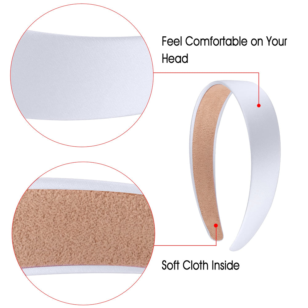 SIQUK bandeau satin blanc 1 pouce, anti-glisse pour cheveux lors des routines.