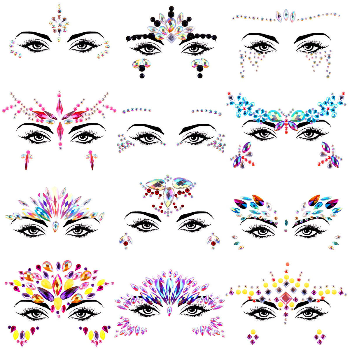 Gemme visage SIQUK sirene ensemble 1, scintillante pour festival.