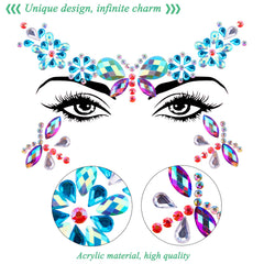 Gemme visage SIQUK sirene ensemble 2, parfait pour maquillage lumineux.