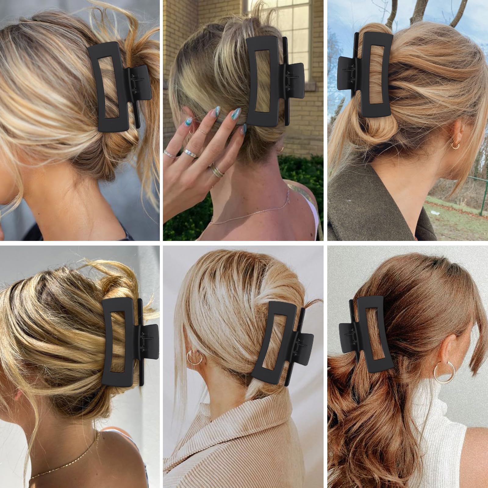 Sisiaipu clip noir épais, maintien fiable pour queues de cheval et tresses.