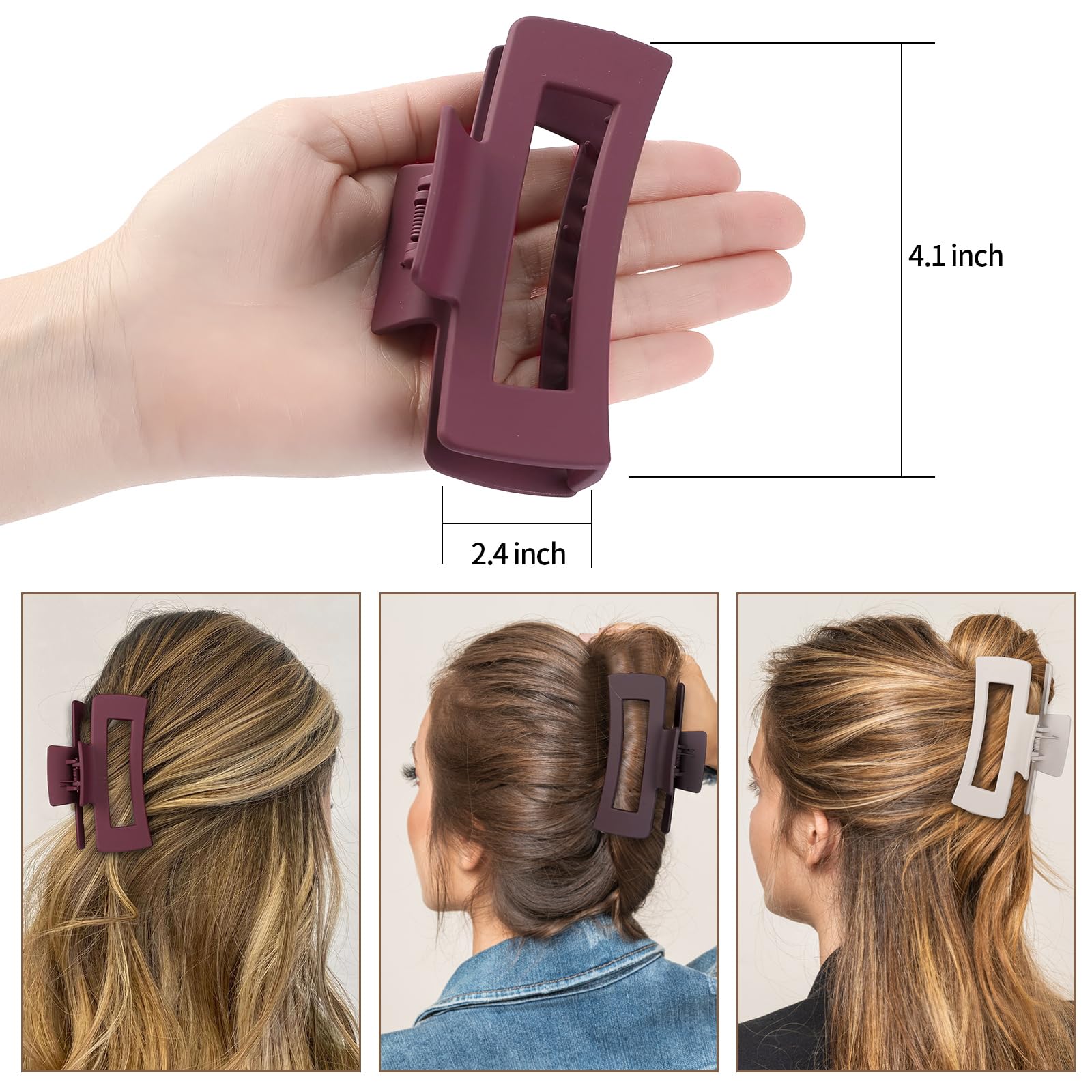 Sisiaipu clip cheveux rectangle rouge, grand et pratique pour soins du visage.