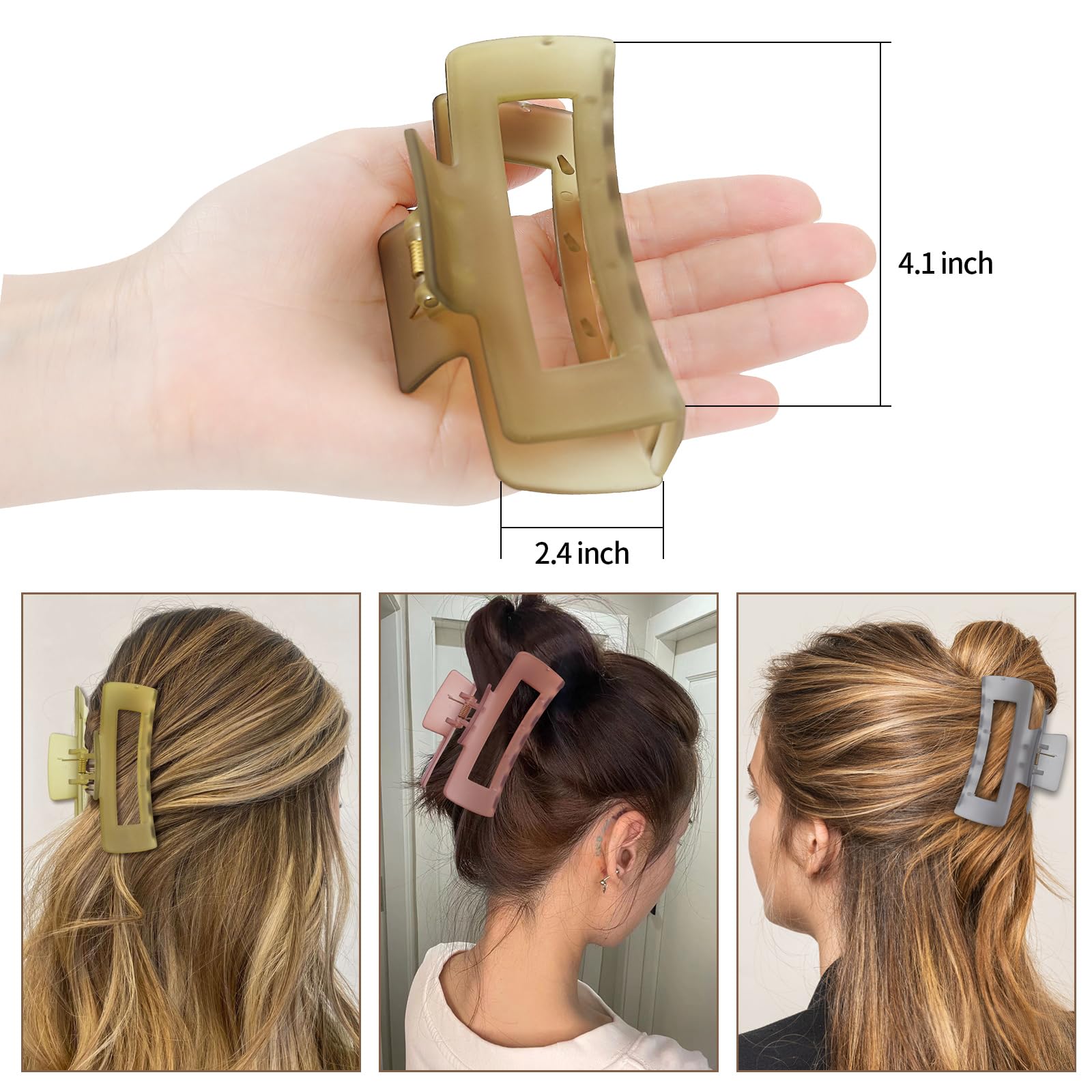 Clip carré Sisiaipu anti-glisse, ressorts solides, pratique pour maquillage et douche.