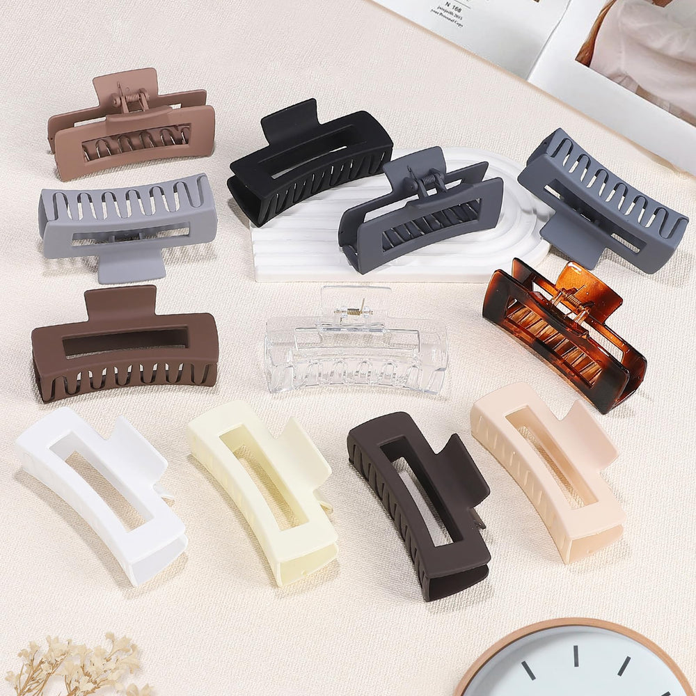 Pinces-cheveux jumbo carrées Sisiaipu brun foncé, durables et faciles à utiliser.
