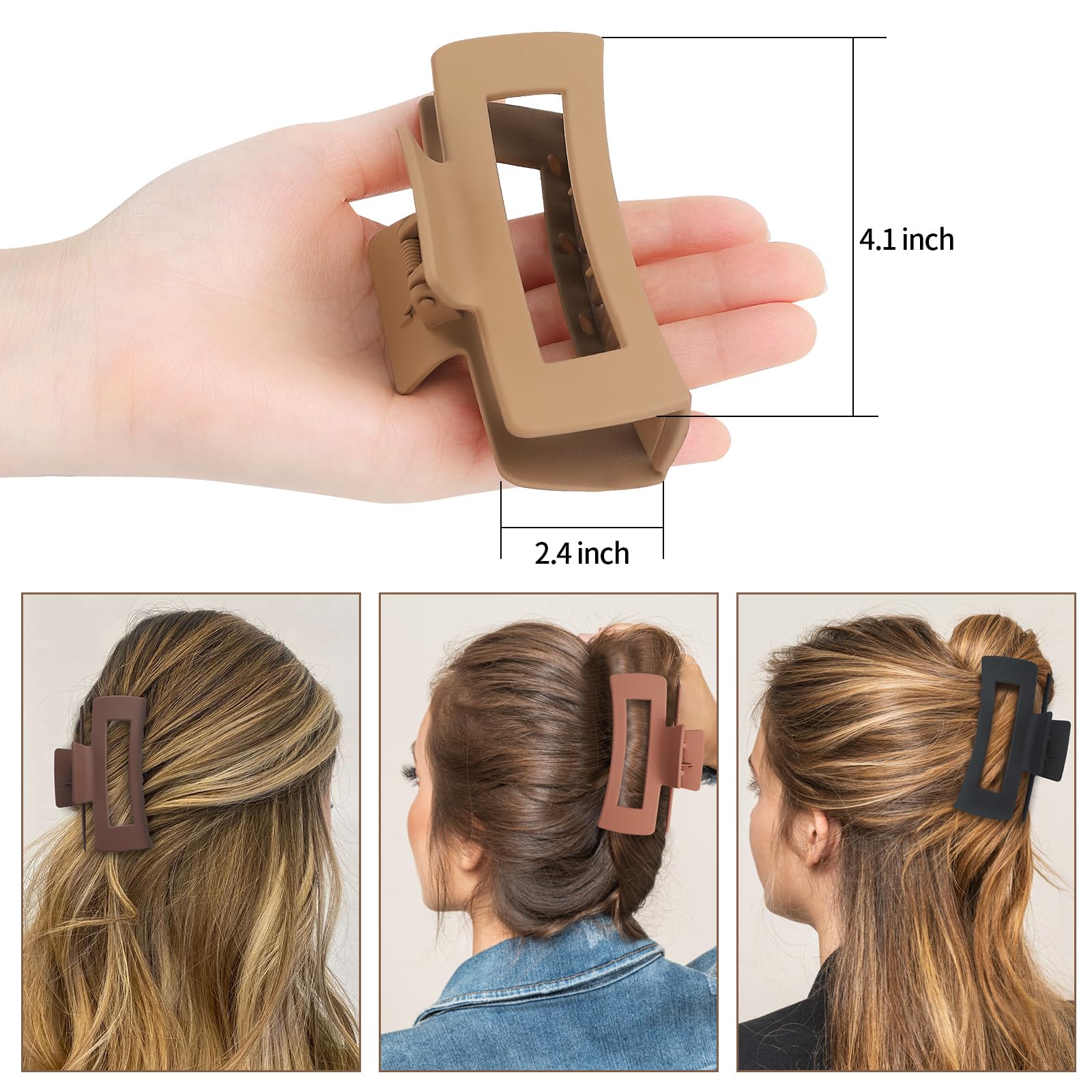 Sisiaipu pinces rectangle café, idéal pour fixer les chignons rapidement.