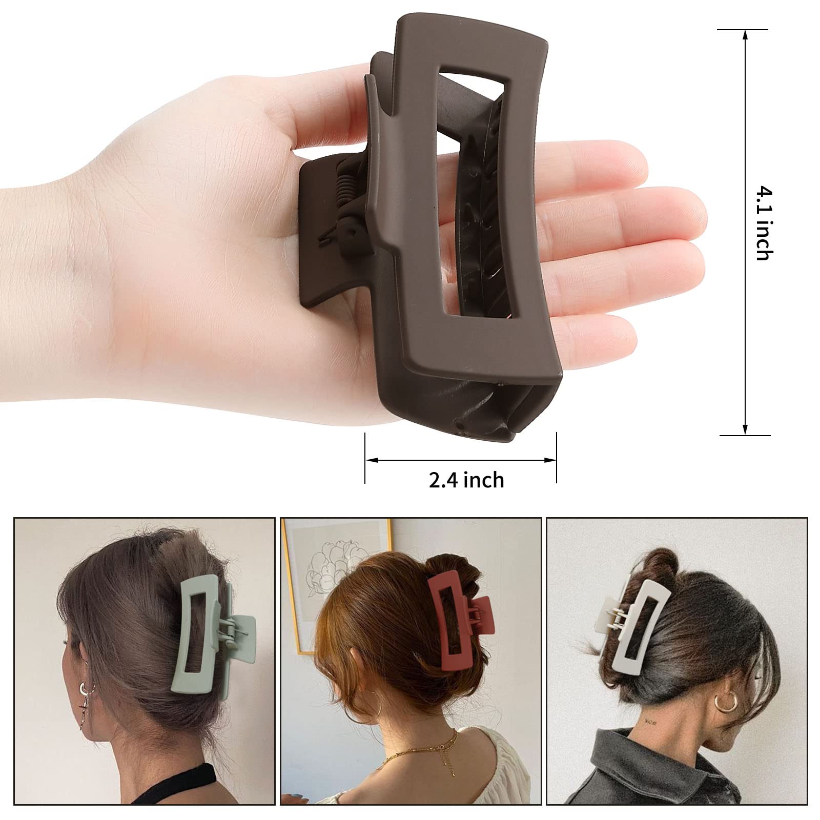 Sisiaipu serre-cheveux acrylique anti-glisse brun, utilisation quotidienne facile.