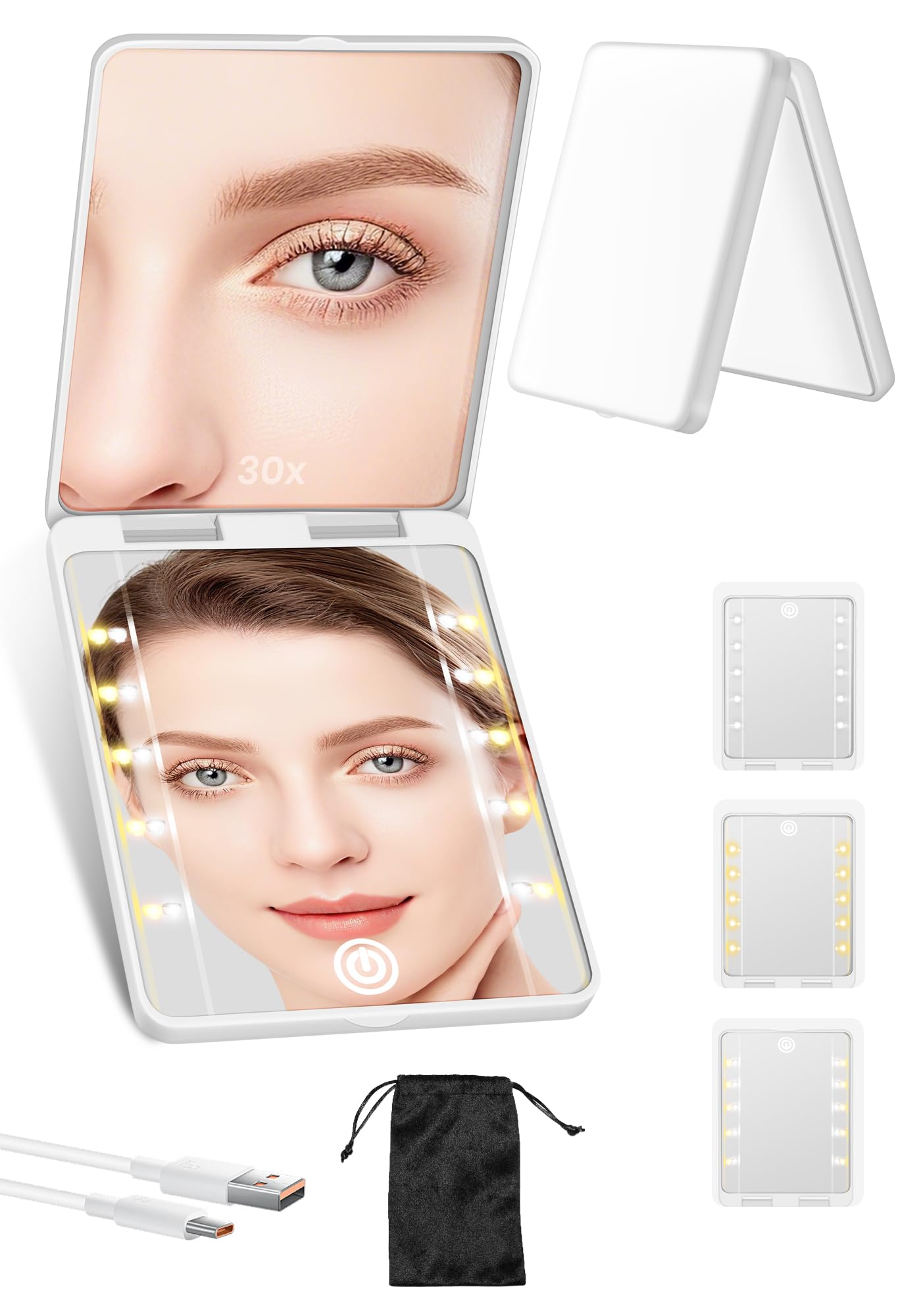 SisKokoro Miroir Compact 30x : détail précis pour retouches maquillage quotidiennes.