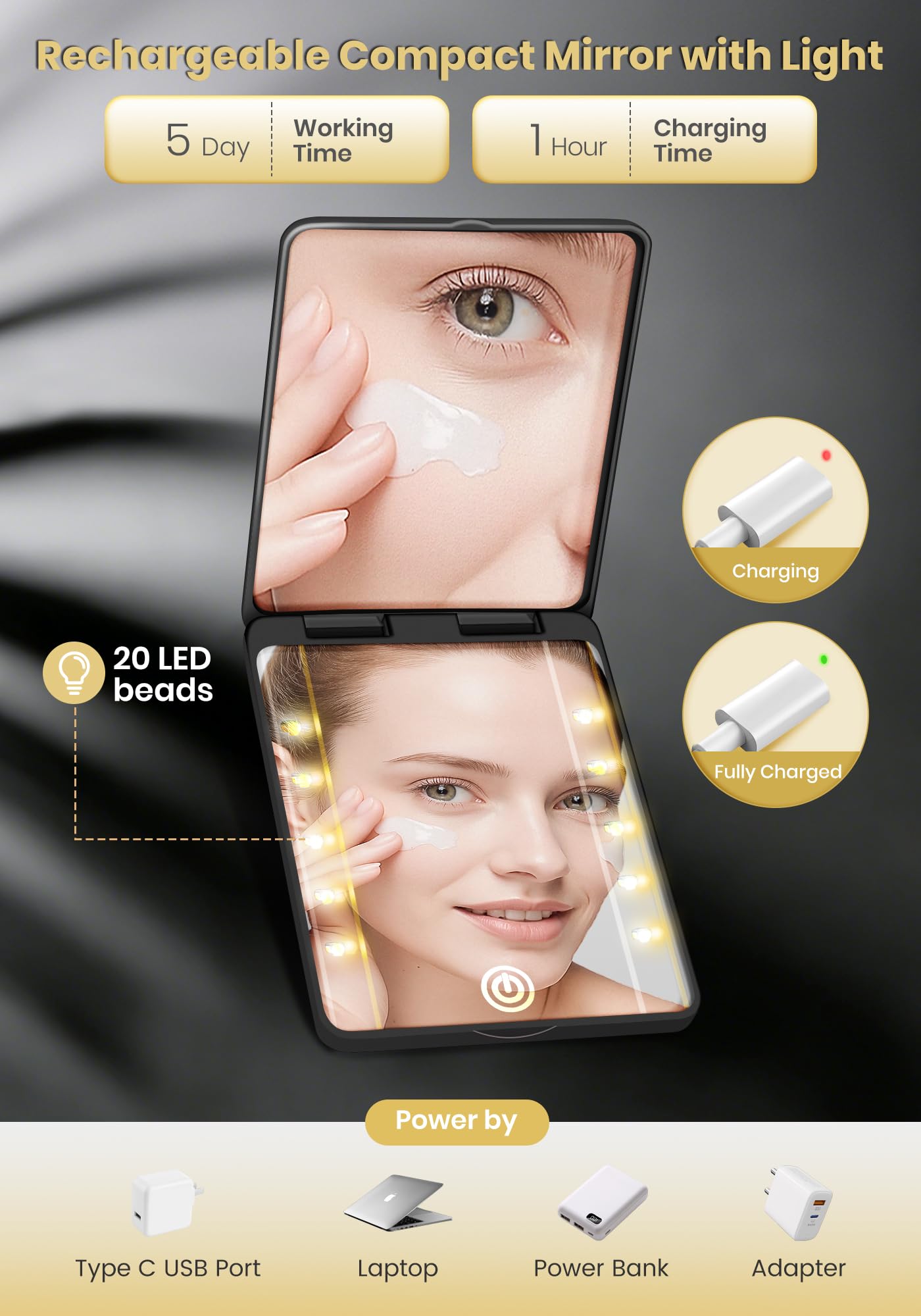 SisKokoro Miroir Compact Portable— parfait pour la poche ou le sac.