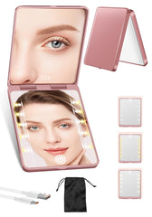 Miroir compact SisKokoro rose, parfait pour retouches rapides en déplacement.
