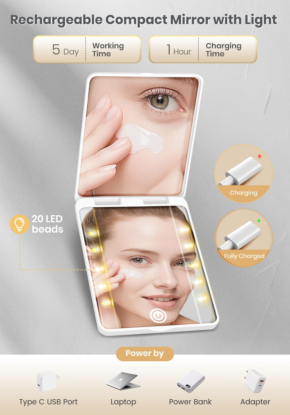 SisKokoro Miroir double-face 1X/30X : précision pour eyeliner et retouches précises.