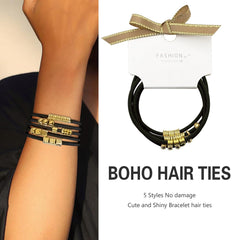 SISYOUP bracelet coiffure boho doré, accessoire polyvalent pour poignet et coiffure.
