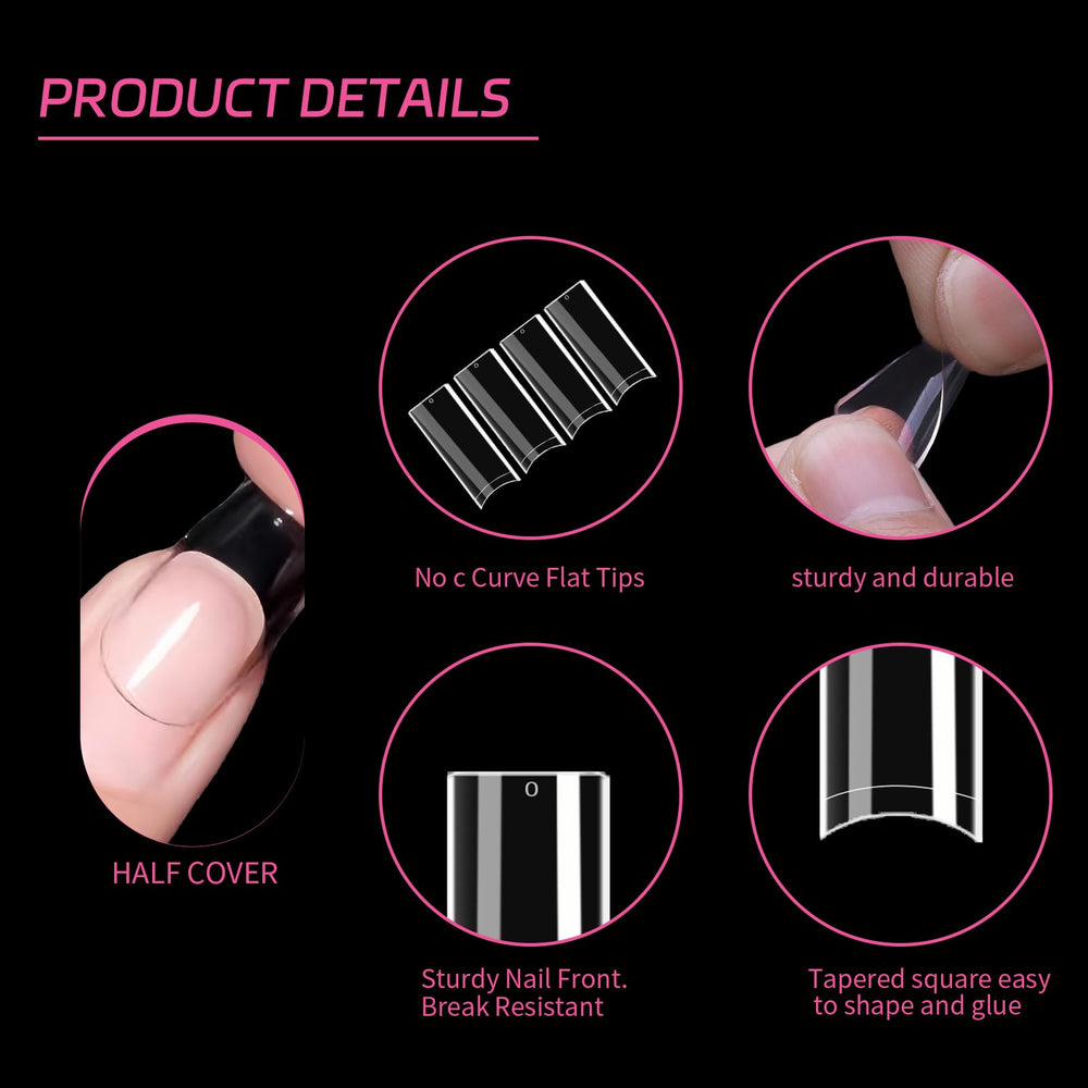 SITELENABY forme carrée affinée: ongles nets et élégants.