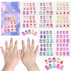 Ongles SIUSIO pour enfants avec motif arc-en-ciel et licorne, prêt à poser