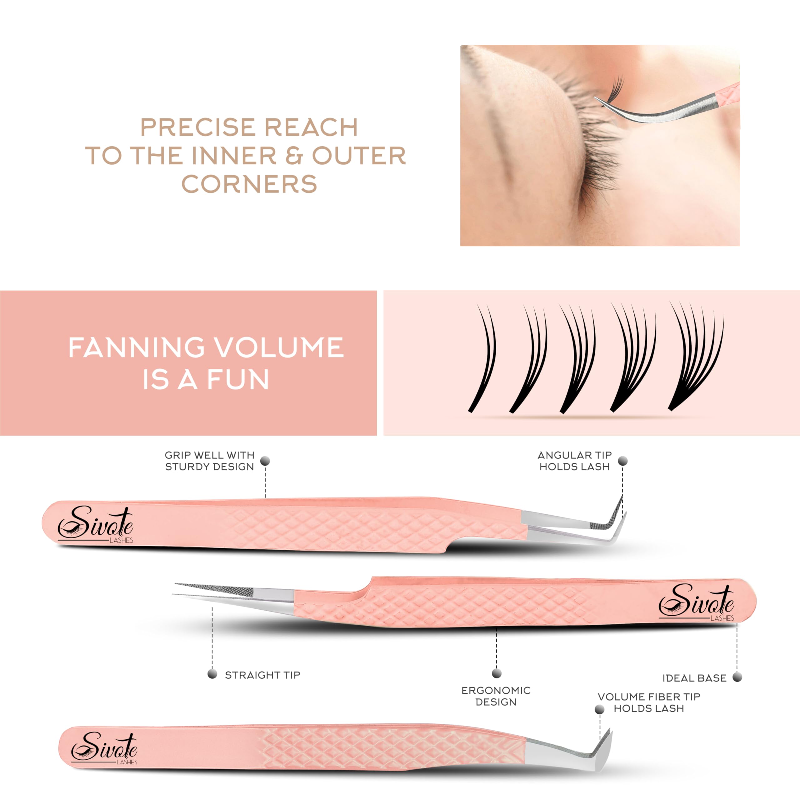 Pinces SIVOTE avec embout fibre pour isolation précise des cils.