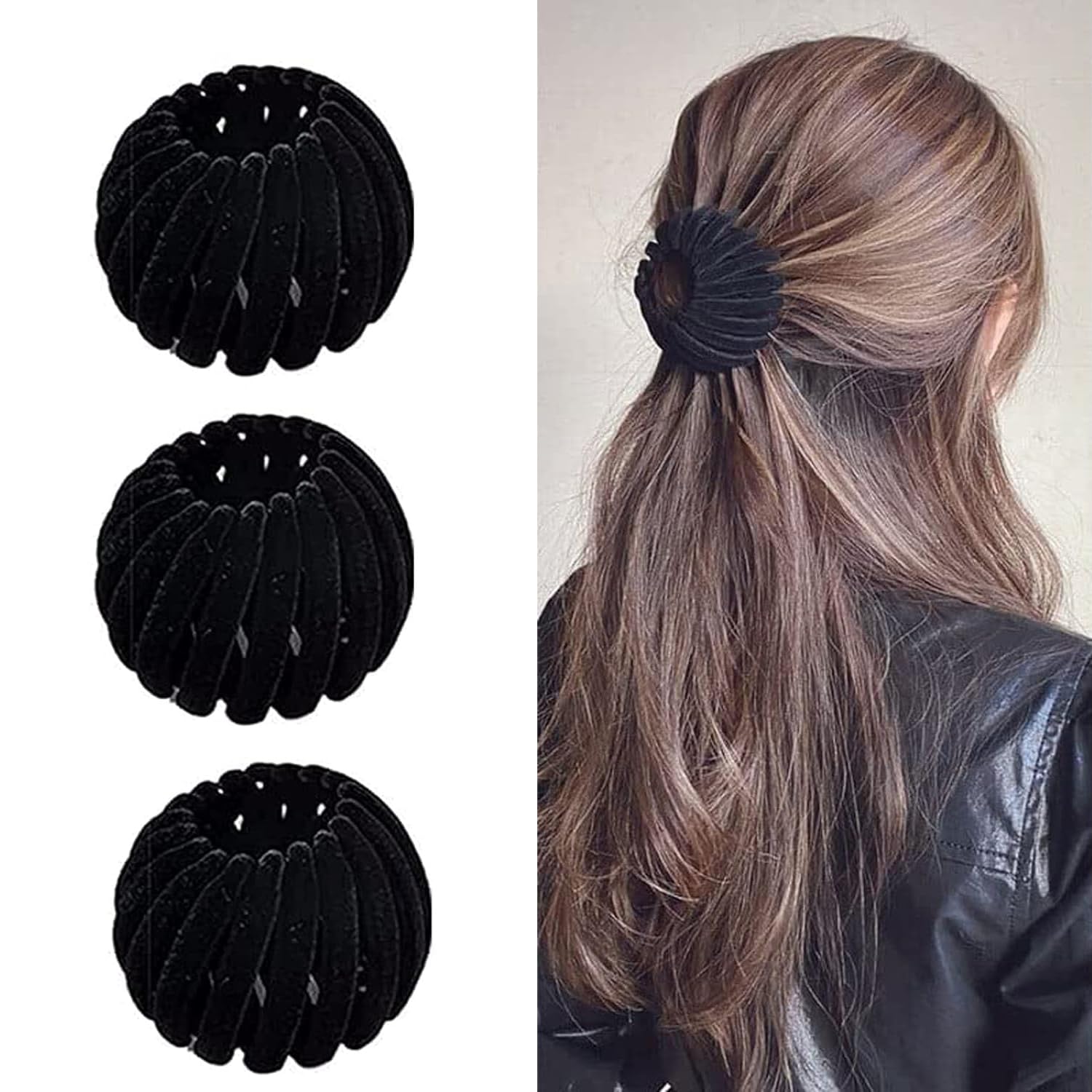 Sizobi Nid d'oiseau, ensemble 3 pièces, pratique pour coiffage rapide et élégant.