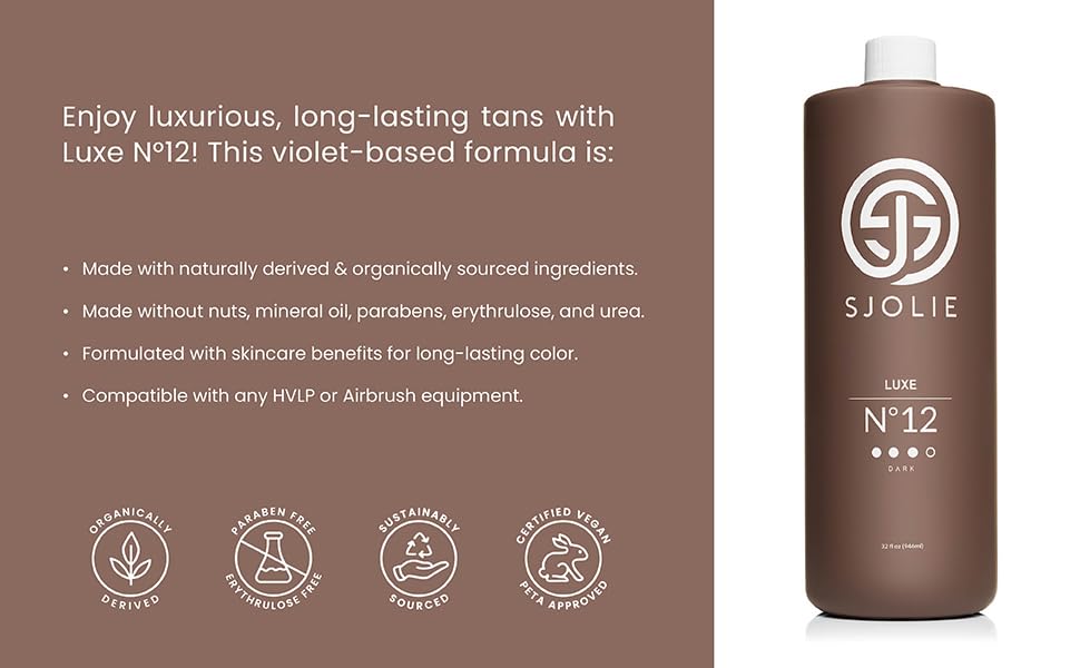 SJOLIE SUNLESS Luxe12: teinte violet sombre pour bronzer rapide.