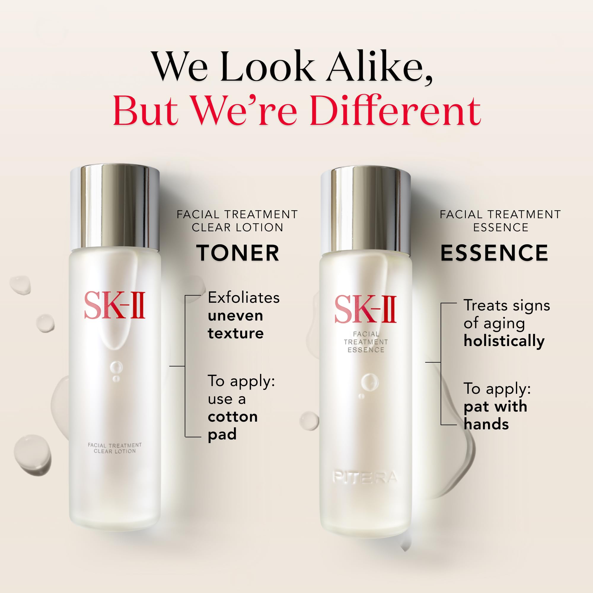 SK-II application sur le visage à l'aide d'un coton pour une peau nette